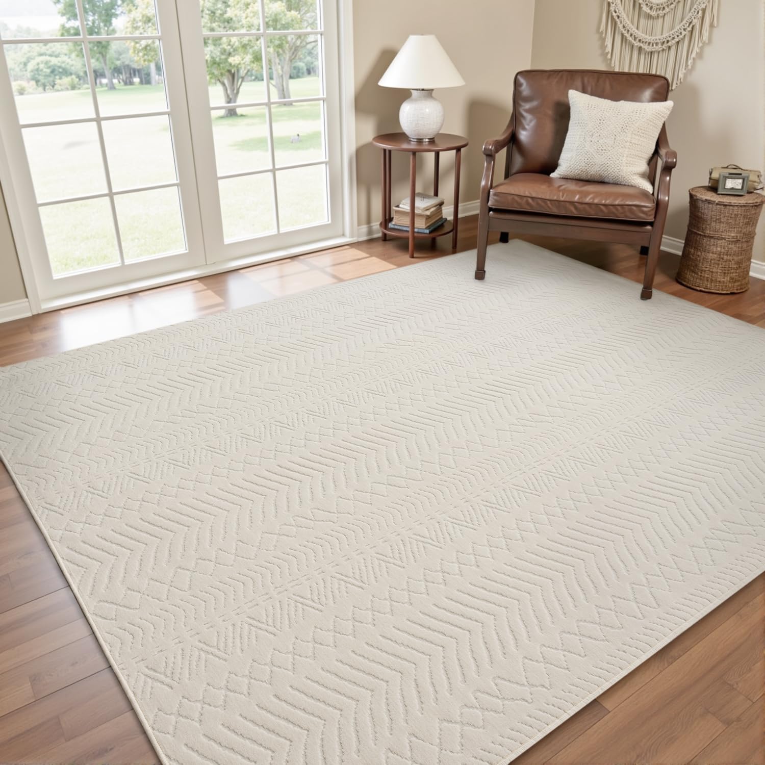 Photo 1 of AMOAMI-Washable Area Rugs 3x5-Boho Beige Rug for Living Room Machine Washable-3D Rugs for Bedroom-Non Slip Floor Rug-Moroccan Washable Rugs for Bedroom Dining Room