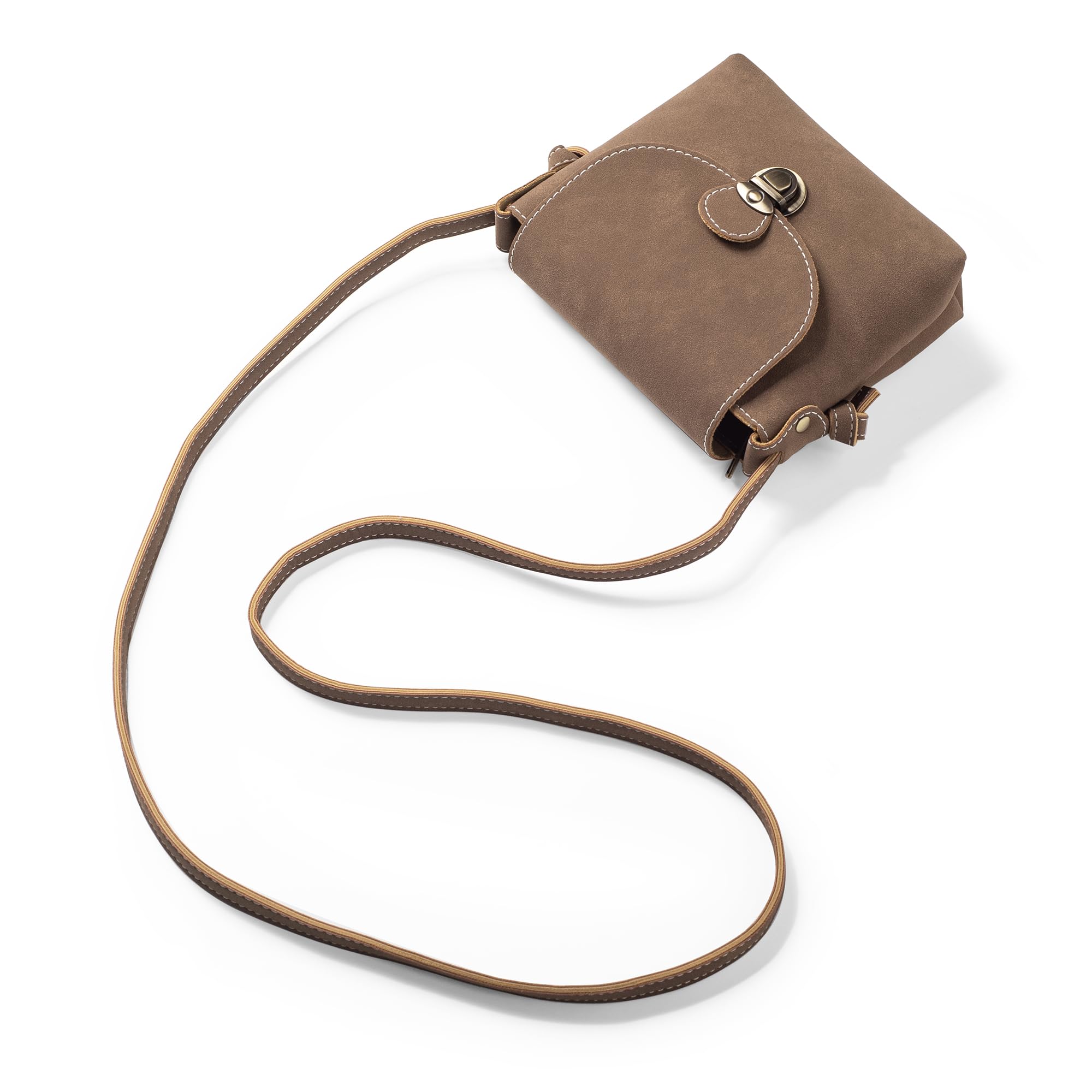 LaRechor Small Cross Body Bag for Women with ANTI-THEFT LOCK Vegan Leather Mini Ladies Handbag Shoulder Side Bag for Holiday Travel Summer (Coffee)