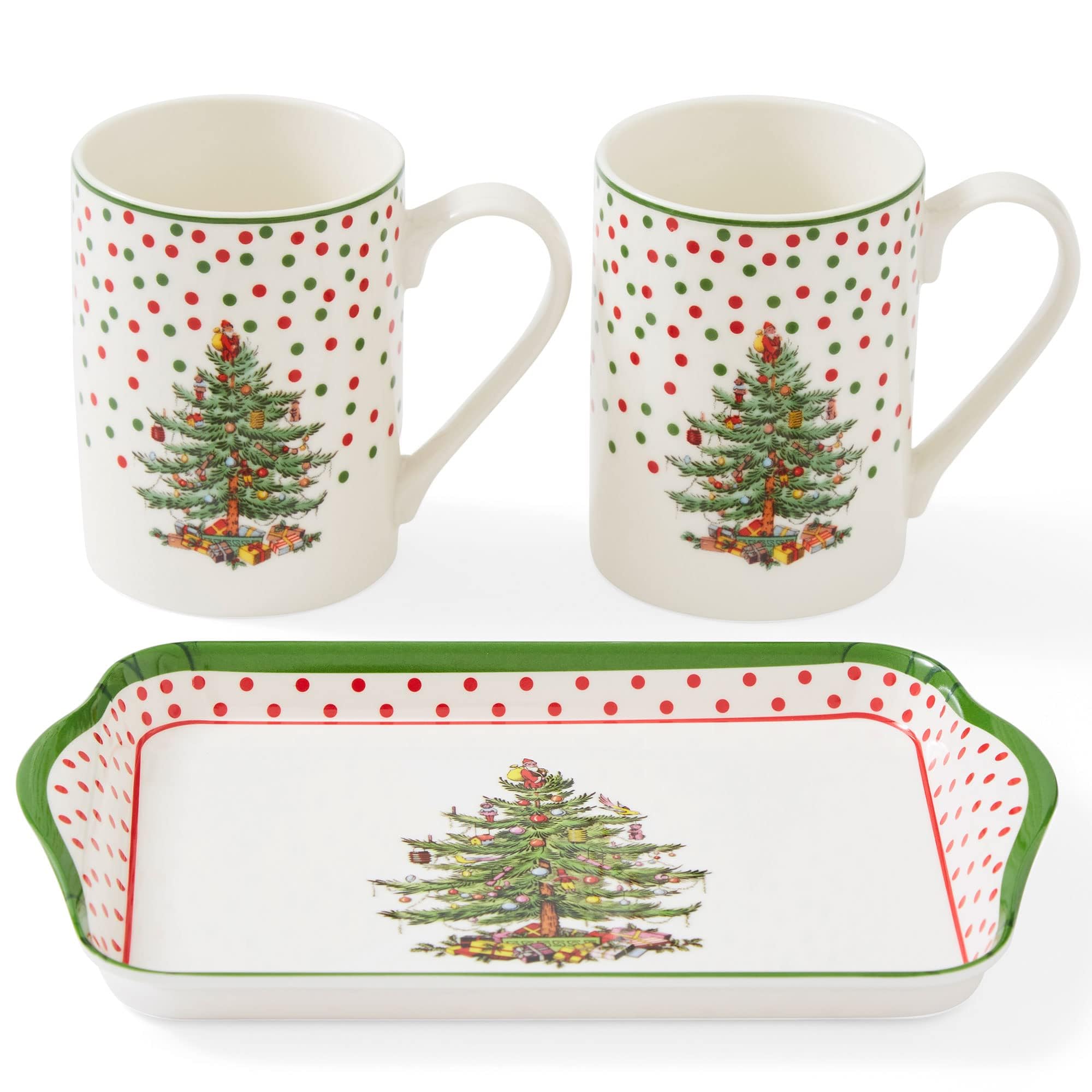 3 Piece Mug & Melamine Tray Set (Polka Dot)