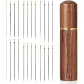15 PCS Self Threading Needles, 3 Sizes Self Threading Sewing Needles | with Metal Storage Tube, 1.45", 1.57", 1.65, for Hand Sewing, Stainless Steel, Embroidery Sewing Needles