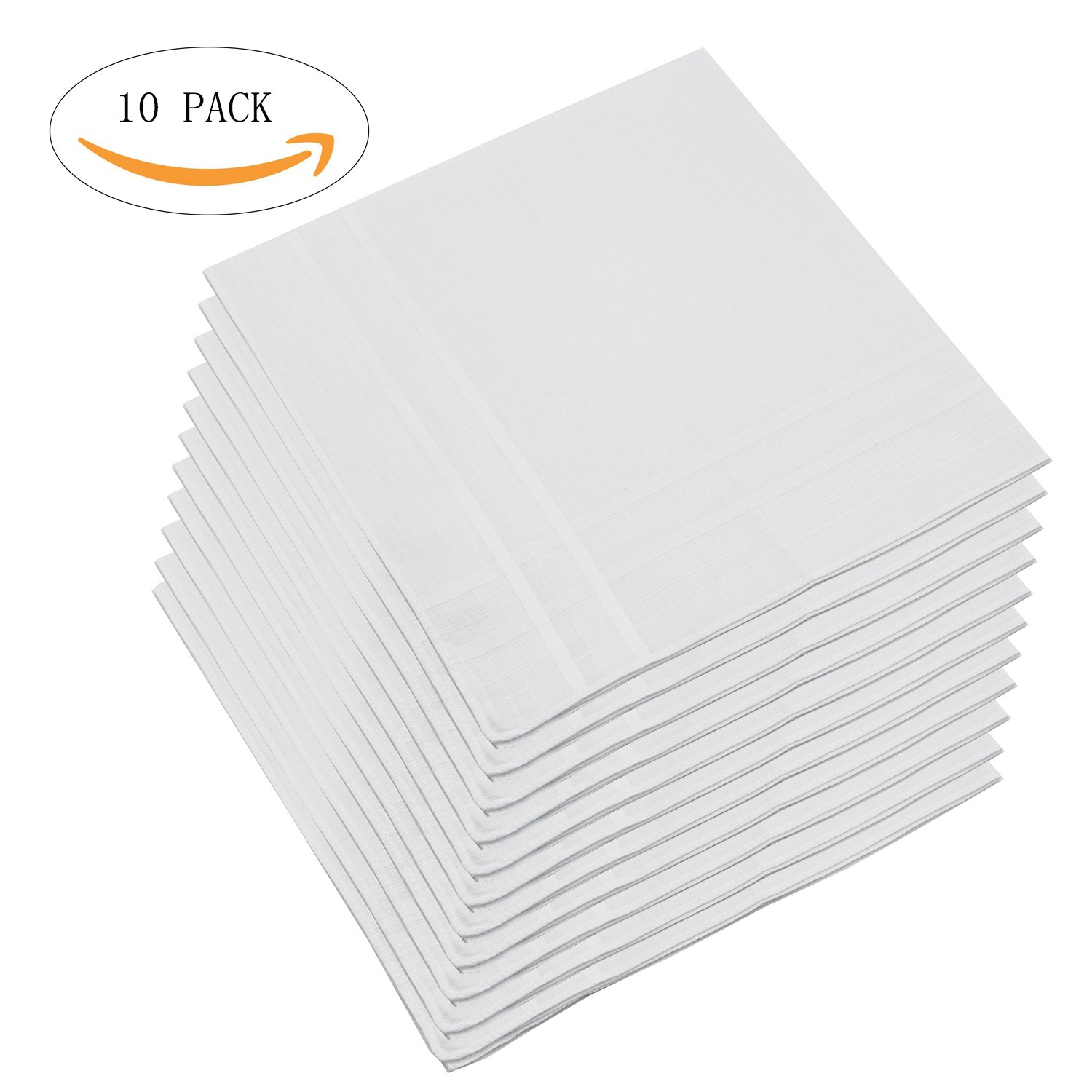 EyreLife 17.5 x 17.5 Inch Men\'s Handkerchiefs 100% Cotton White Hankies, 10 Pack