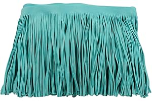 KEHUADIY 3 Yards 6 Inch Double Side Suede Tassel Fringe Trim, Faux Leather Fringe Trim for DIY Sewing Craft Garment Hem Accessories Handbag Boots Embellishment Decoration (Lake Blue)