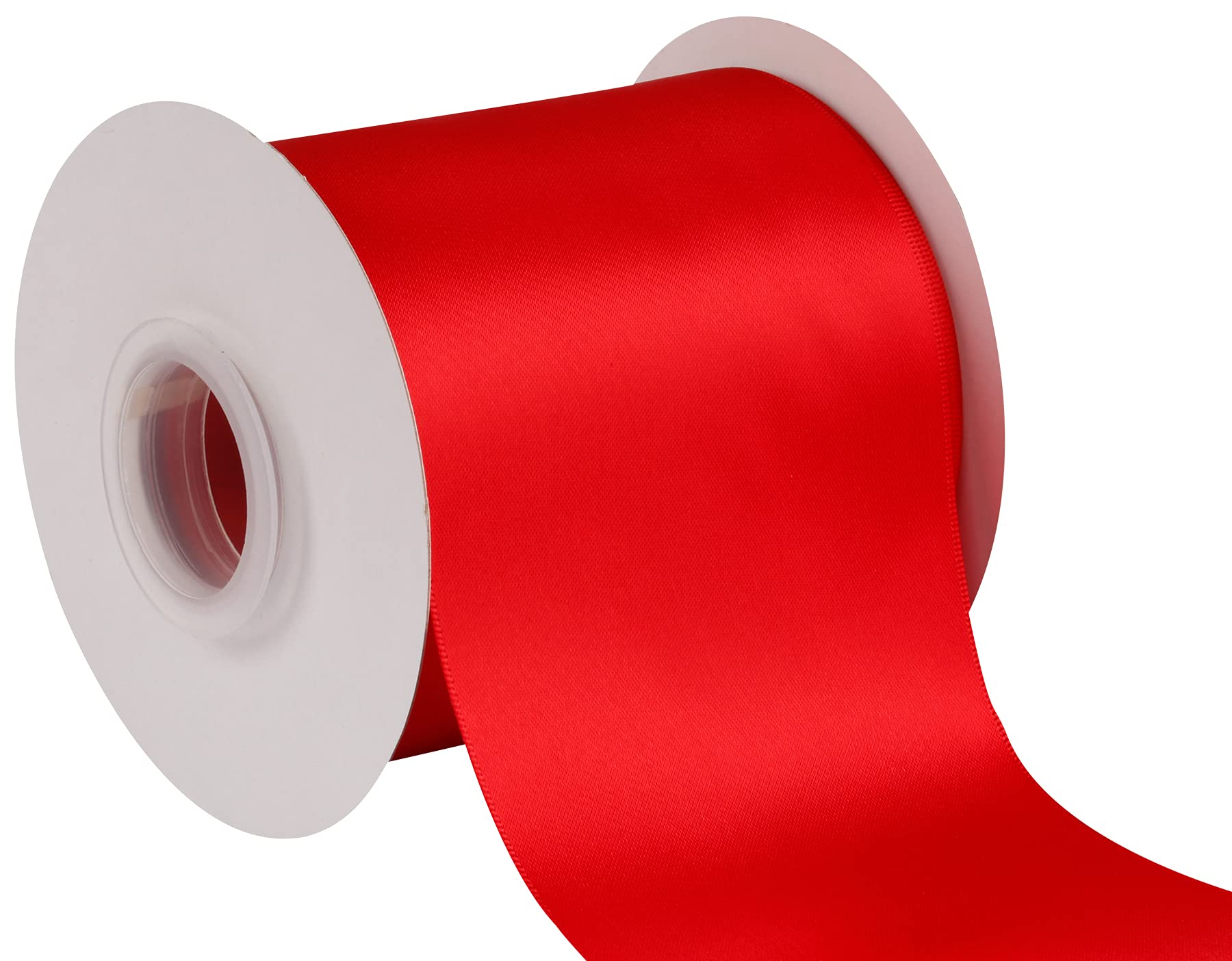 Joycrosso 100mm Double Faced Satin Ribbon 22 Meters-Roll Set for Chair Sash Gift Wrapping Party Favor Home Decoration Craft Supplies, Red