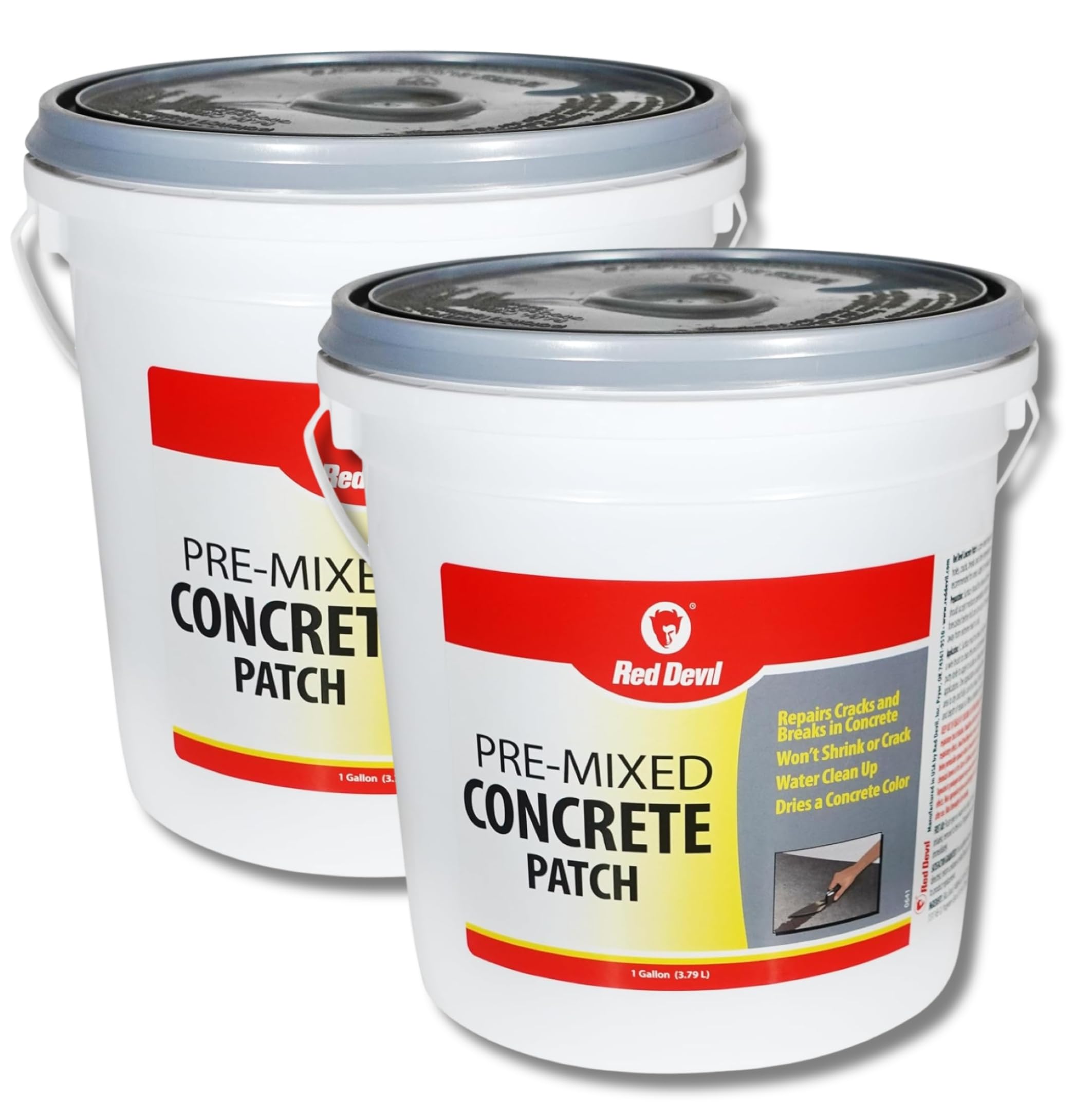 Photo 1 of ***1 CONTAINER HAS LEAKED***Red Devil 0641 Pre-Mixed Concrete Patch, 1 Gallon, Pack of 2, Gray, Made in USA***1 CONTAINER HAS LEAKED***