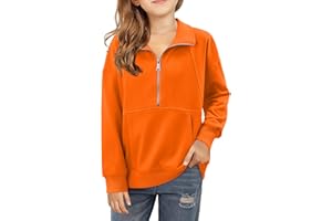 Yoklass Girls Half Zip Sweatshirts Casual Long Sleeve Shirts Oversized Pullover Tops 4-13 Years