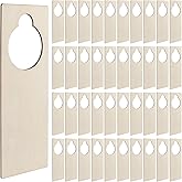 SOUJAP 40 PCS 8.6 x 3.1 x 0.1 Inches Unfinished Wooden Door Knob Hangers, Wood Door Knob Signs Cutouts, Blank Wood Door Tags for DIY Craft Writing Sign