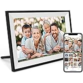 Digital Picture Frame 10.1 Inch WiFi Digital Photo Frame IPS HD Touch Screen Smart Cloud Photo Frame with 32GB Storage, Auto-Rotate, Easy Setup to Share Photos or Videos Remotely via AiMOR APP (Black)