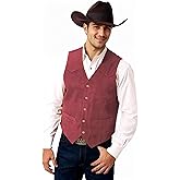 Elionm Men's Suede Leather Vest Casual Cowboy Western Vests Mens Waistcoat