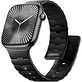 Bandletic Magnetic Silicone Watchband Compatible with Apple Watch Band 44mm 45mm 46mm 49mm 42mm 41mm 40mm 38mm Men Women, Strong Magnet Sport Strap for iWatch Series 11 10 9 8 7 6 5 4 Ultra SE 3 2 1