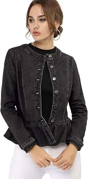 Allegra K Women's Peplum Denim Jackets 