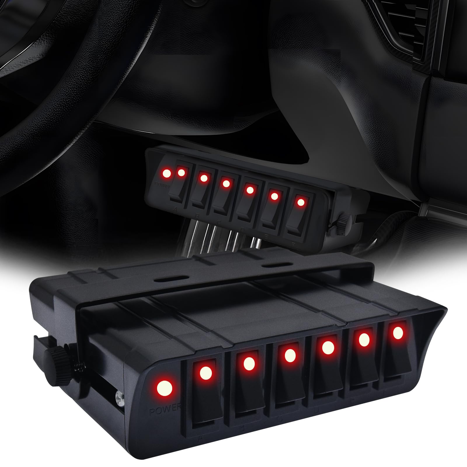 Photo 1 of Geloo 6 Gang Rocker Switch Box Rocker Toggle Switch Panel Box SPST 12V Switch Box 40 Amp Max for Auto Automotive Boats Cars RVs Trucks