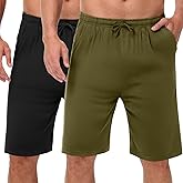 Bunnycool 2 Pack Men’s Pajama Shorts Soft Modal Boxer Shorts Comfy Breathable Elastic Sleep Bottoms Pants with Pockets