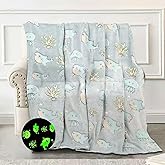 BYKOSY Glow in The Dark Blanket Shark Pattern for Unique Birthday Gifts for Girls Boys Teens, Lightweight Soft Cozy Warm Fuzzy 50"×60" Blue