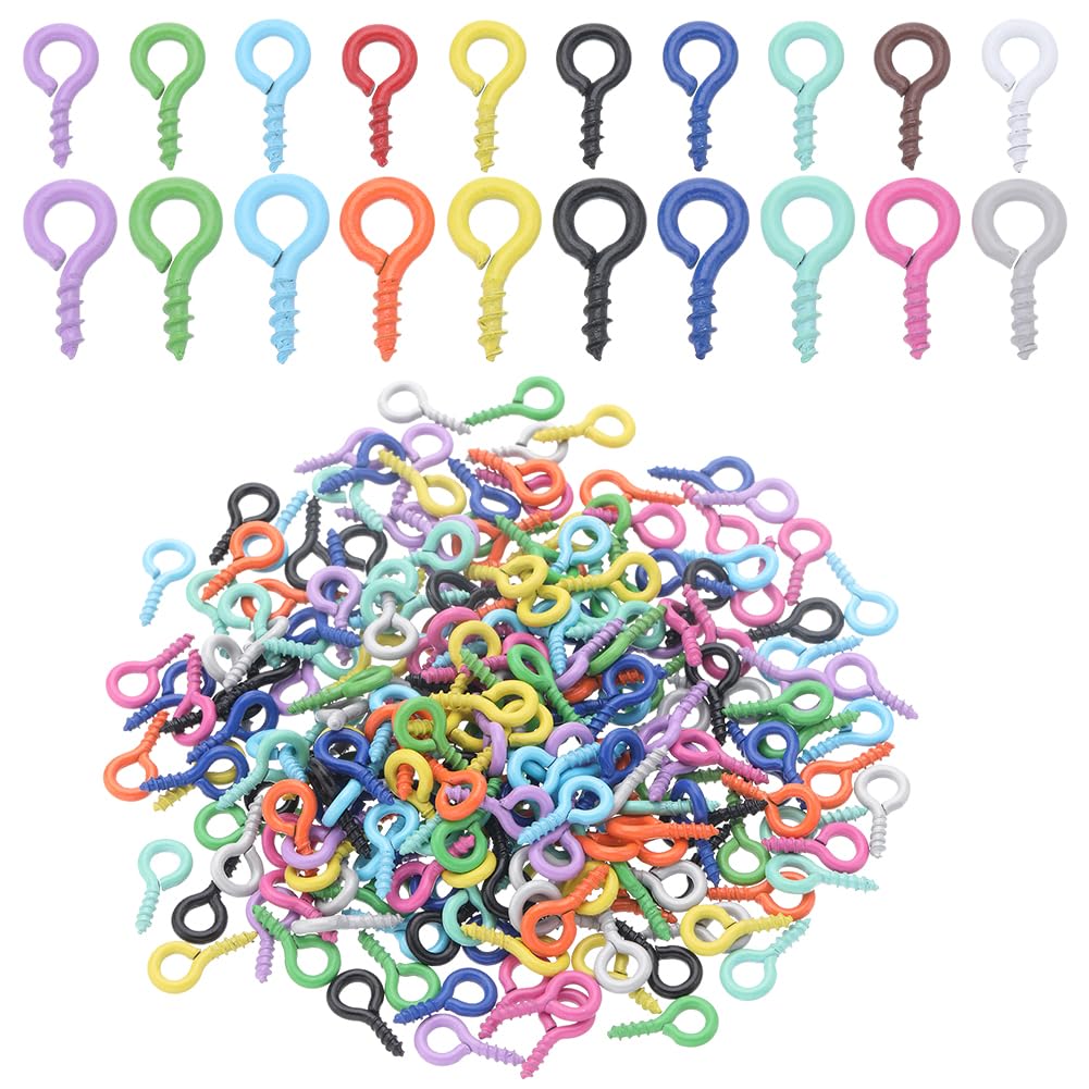 SUNNYCLUE 1 Box 500Pcs Screw Eye Pins Mini Eye Hooks Small Eyelet Screws Eye Pins Hooks Screw Peg Hooks Metal Eye Pin Eye Screws for Jewellery Making Accessories DIY Half Drilled Beads Craft Arts