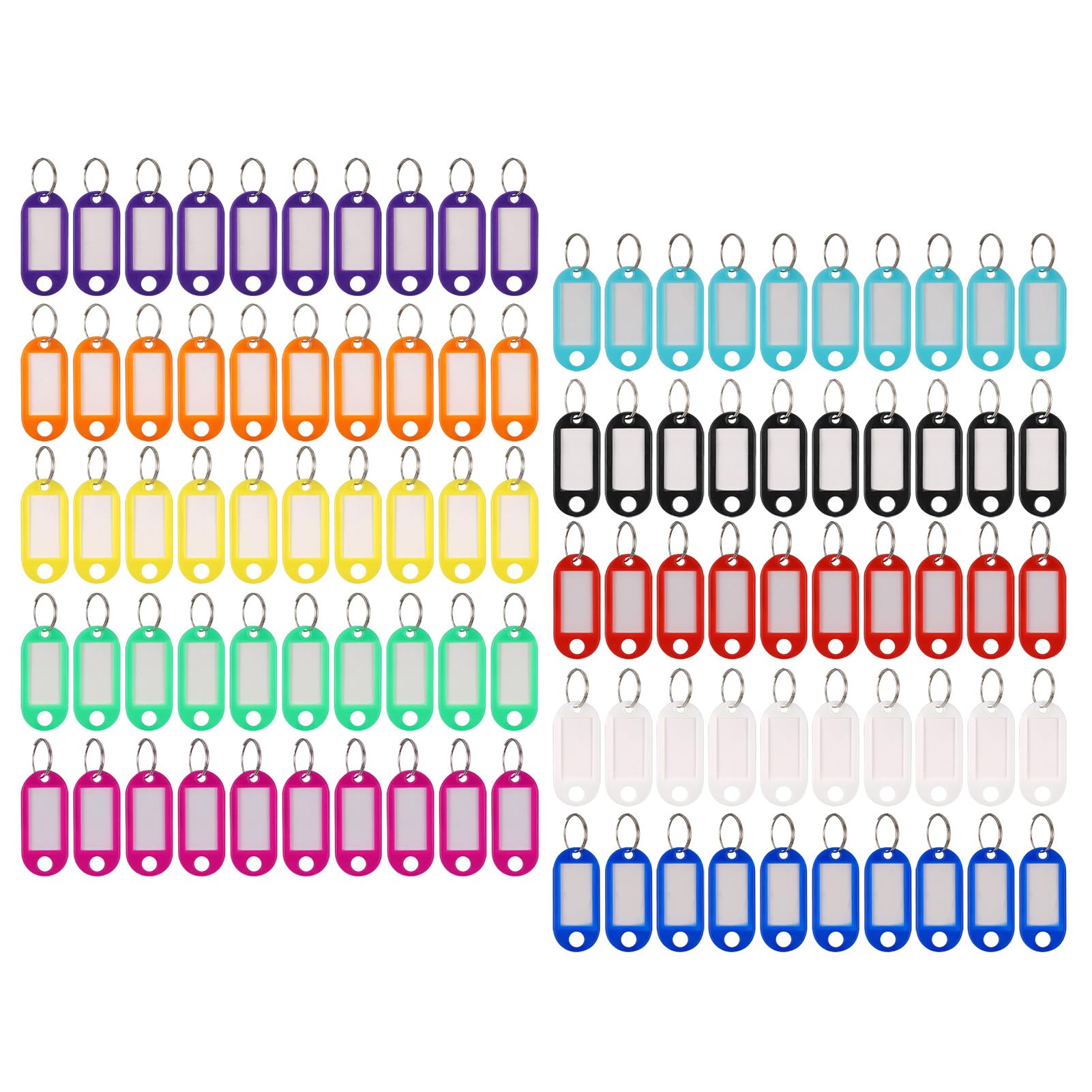 JIANTA 100 Pack Key Tags With Plastic Rings, Labels for Pets, Luggage, Memory Stick ID, Name Tags, and Key Fobs