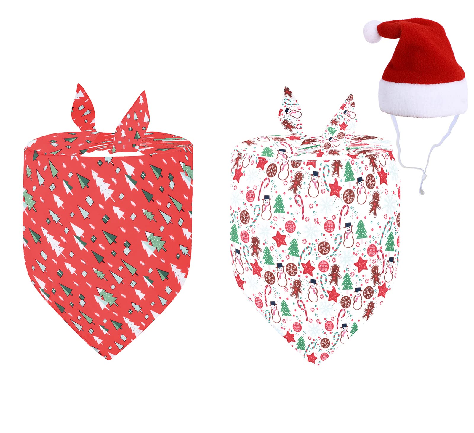 BT Bear Dog Collar,3PCS Xmas Christmas Dog Bandana Collar Soft Cotton Triangle Bibs Scarfs for Puppy Dogs Cats (Red+White)