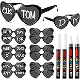 Flutesan 12 Pcs Personalized Heart Shaped Sunglasses Bulk Custom Sunglasses with 4 Pens for Adult DIY Wedding Party Favors