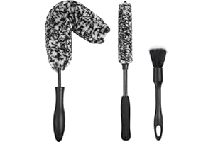 NIKCOSMK 3PCS Wheel Brush Kit for Cleaning Wheel and Tire, Wheel and Rim Brush, Car Detailing Brushes, Bendable & Durable Car Wheel Rim Cleaner Brush Set,Car Detailing Cleaning Brush Supplies Kit