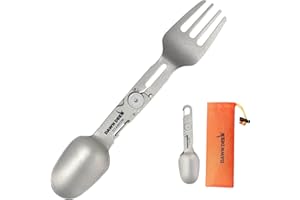 Dawn Deer Titanium Rotating Spork - 2-in-1 Folding Spoon and Fork for Camping, Hiking, Backpacking - Lightweight, Durable Tra