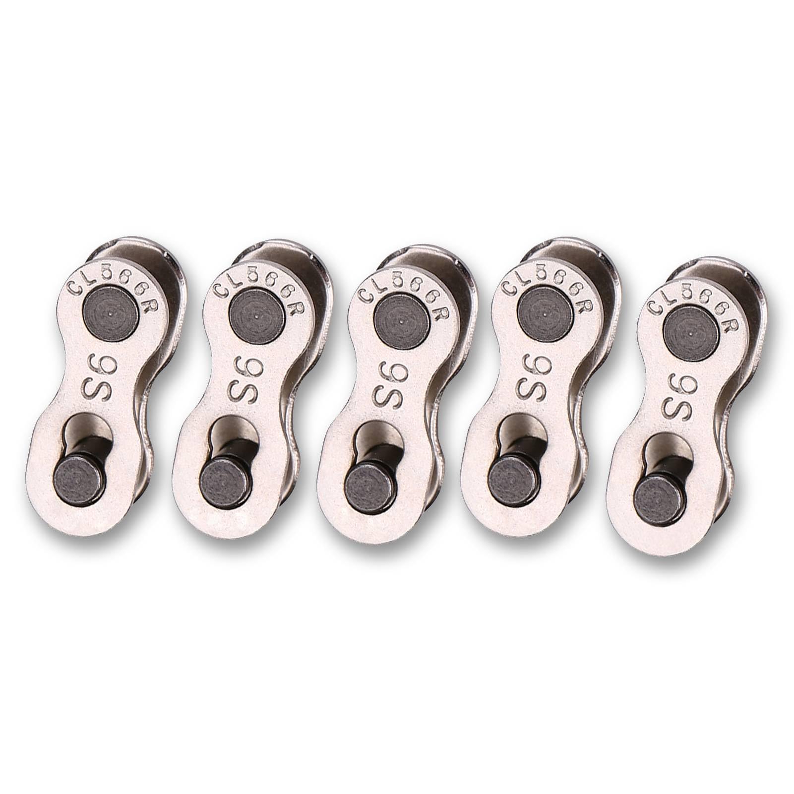 Demeras Bike Chain Links 5 Pairs Heavy Duty Bike Quick Release Chain Mater Link Magic Joint Connector for 8/9/10 Speed (9 Speed)