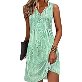 ETCYY Sundresses for Women 2026 Vacation Swim Cover up Beach Dresses Button Down Sleeveless Boho Floral V-Neck Summer Dress