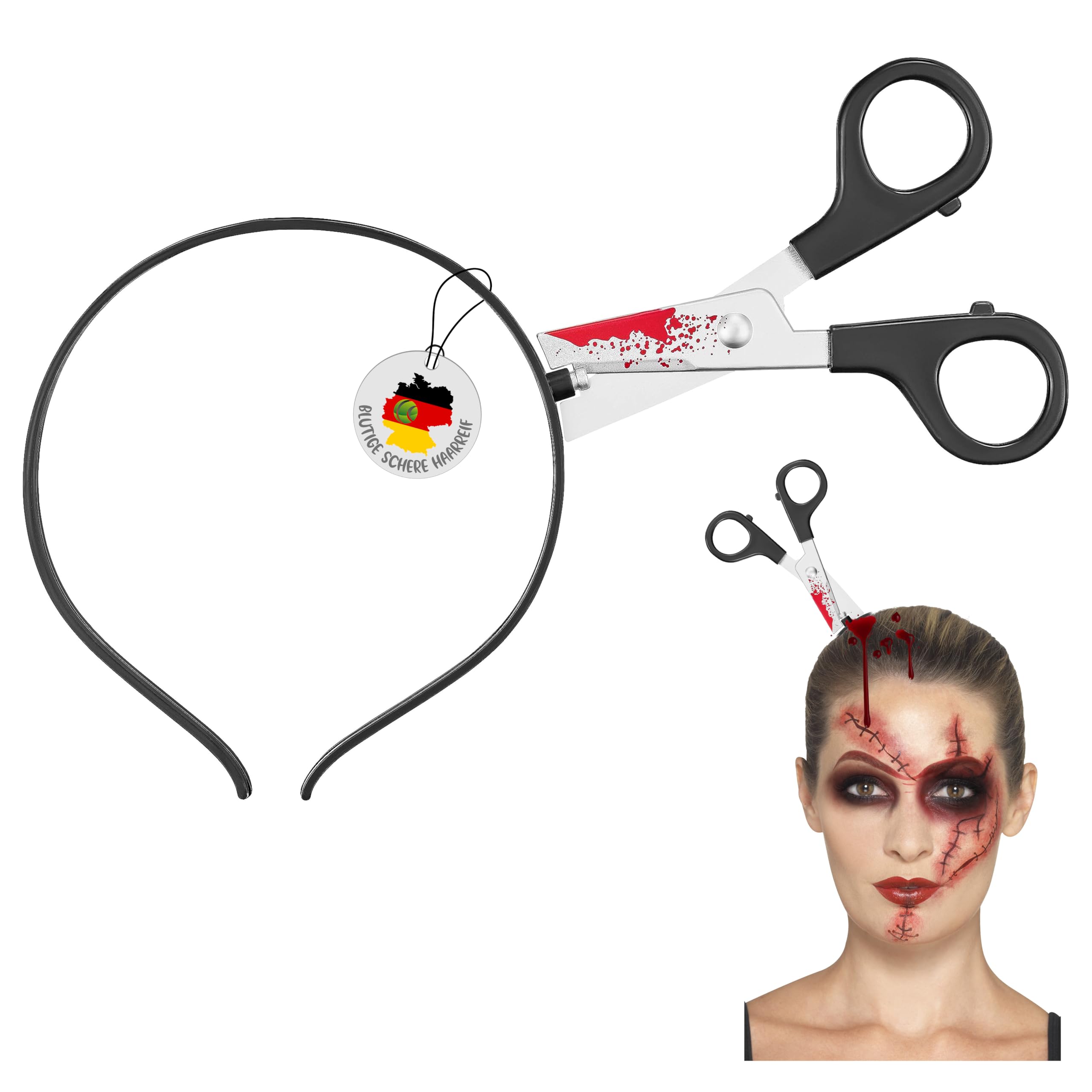 Balinco Bloody Scissors Headband, Halloween & Party Costume Accessory, One Size, Unisex