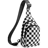 Checkered Sling Bag for Women Small Backpack Crossbody Chest Bag Fanny Packs Purses
