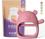 Infatot Chipmunk Teether Mitten Silicone Soothing Glove 0-6 Months Plum