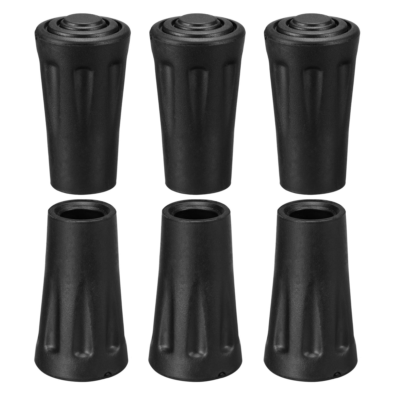 M METERXITY 6 Pack Trekking Pole Tips - Climbing Ski Cane Replacement Walking Sticks Protectors Accessories for Hiking Walking Camping (10.5mm, Black)