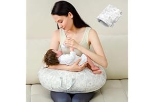 SUNSHE Nursing Pillow for Breastfeeding, Multifunctional Dual-Sided 2-in-1 with Adjustable Waist Strap and Removable Cotton Cover, (Sweet Dream Garden)