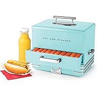 Nostalgia Extra Large Diner-Style Steamer, 20 Hot Dogs and 6 Bun Capacity, Perfect for Breakfast Sausages, Brats, Vegetables,