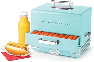 Nostalgia Extra Large Diner-Style Steamer, 20 Hot Dogs and 6 Bun Capacity, Perfect for Breakfast Sausages, Brats, Vegetables,