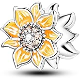 NUJIFFY 925 Sterling Silver Charms Beads for Bracelets Necklaces, 4 Four Clover Leaf Sunflower Ladybird Honeycomb Infinite Heart Pendant, Green Flower Lucky Jewelry Birthday Gifts for Women Men