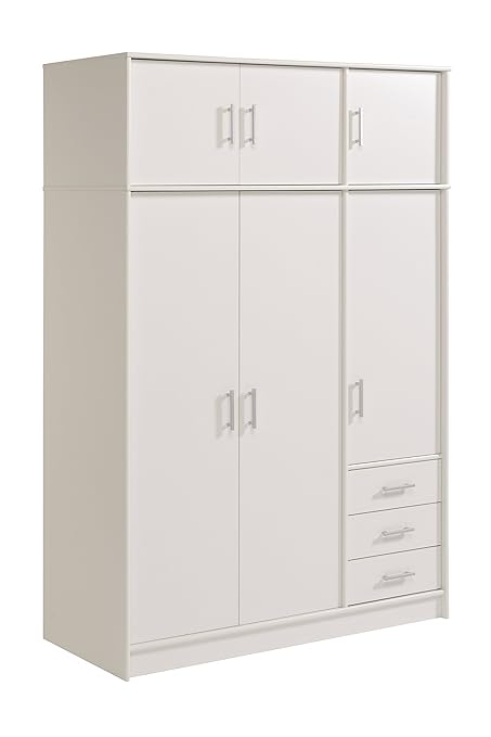 Parisot Essential 6 Door Wardrobe With 3 Drawers White Amazon Co