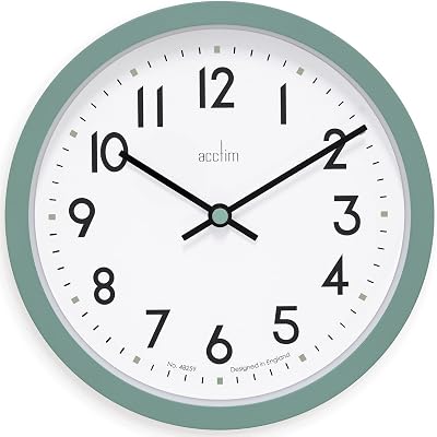 Acctim Elstow 22845 Wall Clock Meadow Green 20cm Retro Style