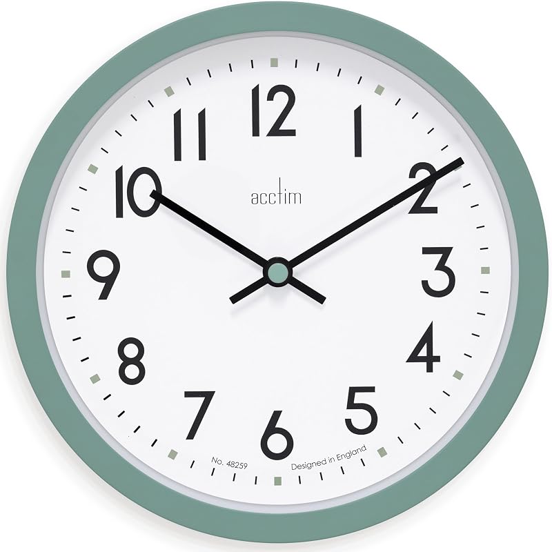 Acctim Elstow 22845 Wall Clock Meadow Green 20cm Retro Style