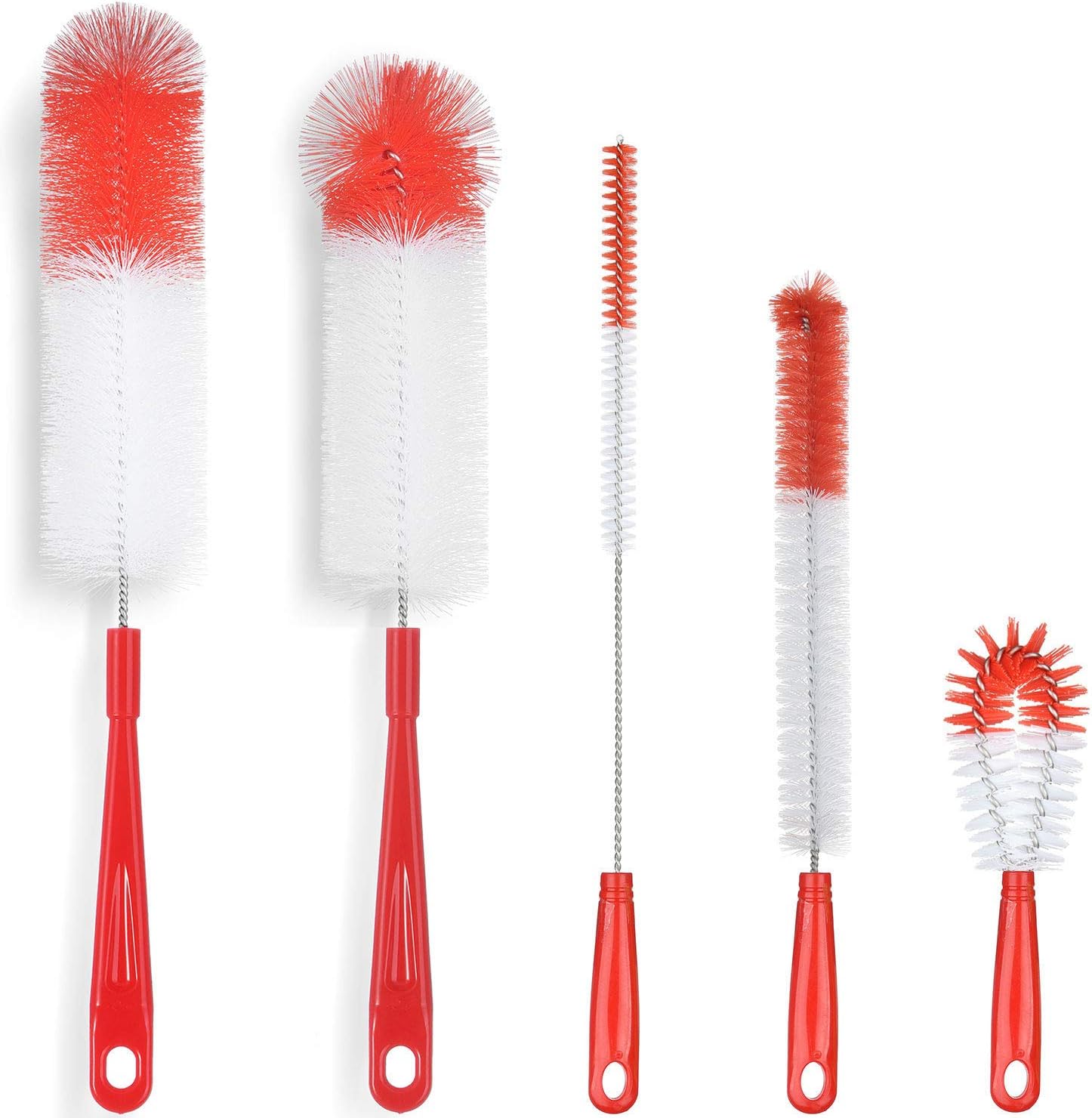 ALINK 5Pack Red Bottle Brush Cleaner Set Long Large Cleaning Brush