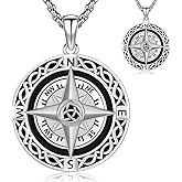 Thanches Celtic Knot Compass Pendant Necklace for Women Men, 925 Sterling Silver Charm Compass Necklace Christmas Gifts for Wife Birthday Gifts Graduation Travel Jewelry Gift