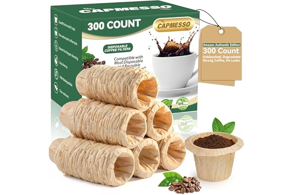CAPMESSO Disposable Coffee Filters Replacement Paper Filter for Reusable Single Serve Keurig Brewer- 300 Count (Natural)
