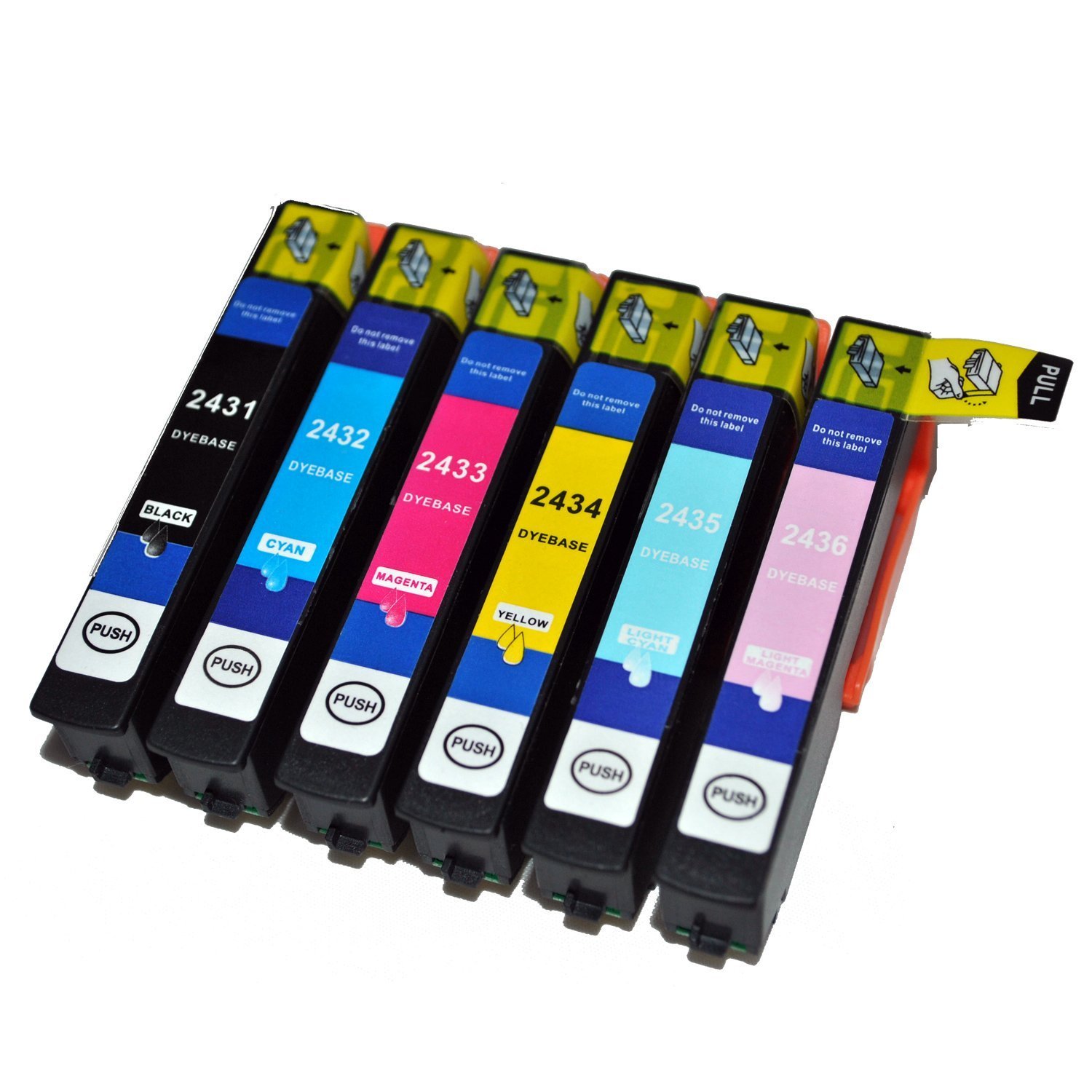 6x Compatible T2438, SET FOR EPSON 24XL High Capacity XL Ink Cartridges For EPSON Expression Premium XP-750, XP-850 Inkjet Printers FOR 24 (ELEPHANT) SERIES. T2431 T2432 T2433 T2434 T2435 T 2436 With chip installed and will show ink levels. 12ml EACH — image 1
