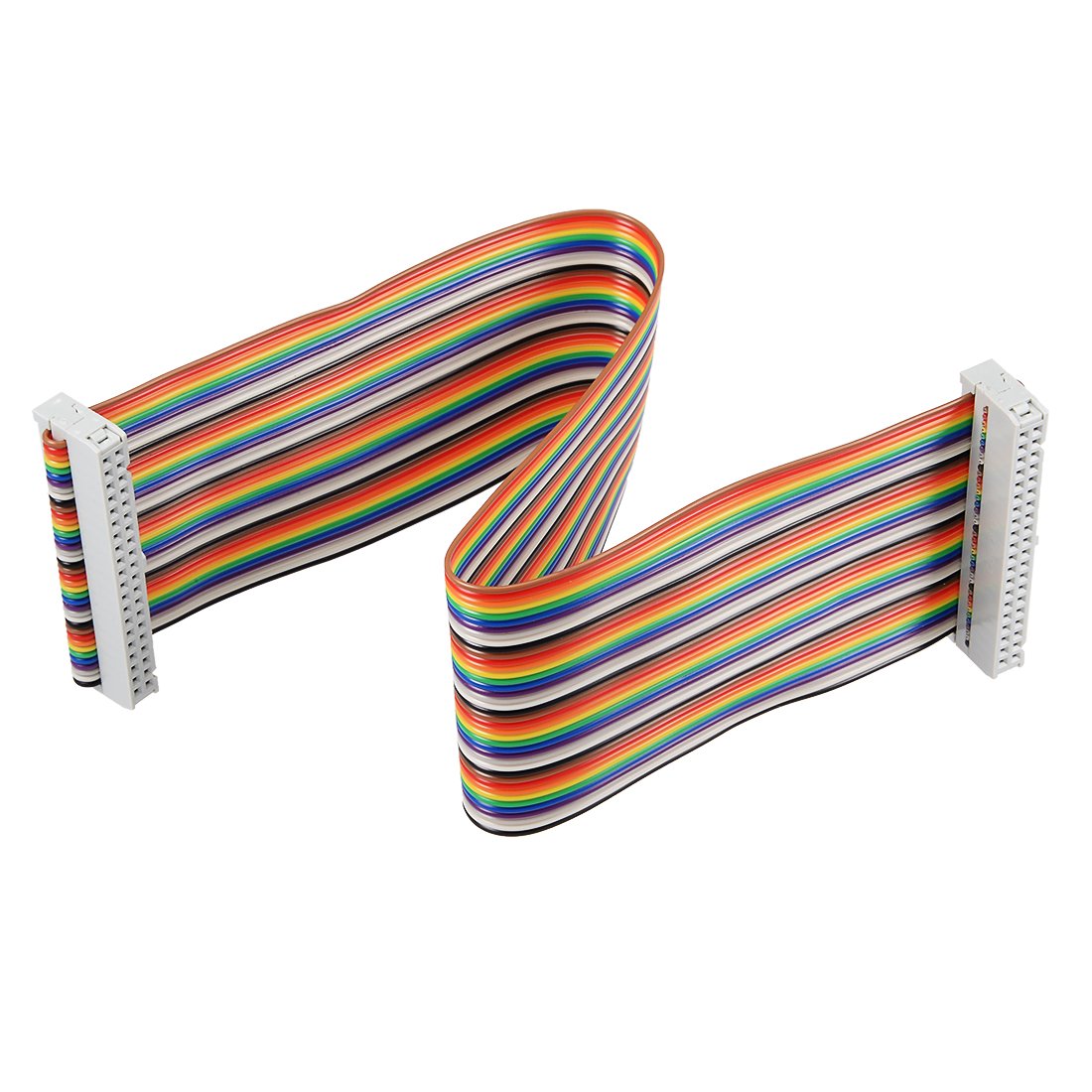 sourcing map IDC 40 Pins Wire Flat Multicolored Flexible Rainbow Ribbon Jumper Cable 30cm 2.54mm Pitch,1pcs