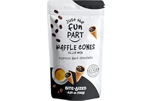 Just The Fun Part, Bite-Size Crispy Mini Waffle Cones with Premium Belgian Chocolate, Great for Snacks, Dessert, Grab & Go - Kosher (Espresso Dark Chocolate)