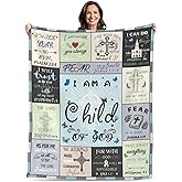 Christian Gifts for Women Blanket 50"x60" - I Am a Child of God Blankets - Inspirational Religious Gifts - Catholic Spiritual Gifts for Women, Baptism Gifts for Girls (Christian Blanket, 50"x60")