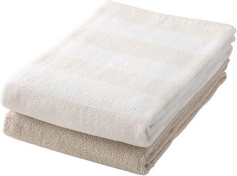 Amazon 無印良品オーガニックコットンストライプplain Smallバスタオルセットライトベージュ60 1 Cm Momaスポーツ タオルセット ホーム キッチン オンライン通販