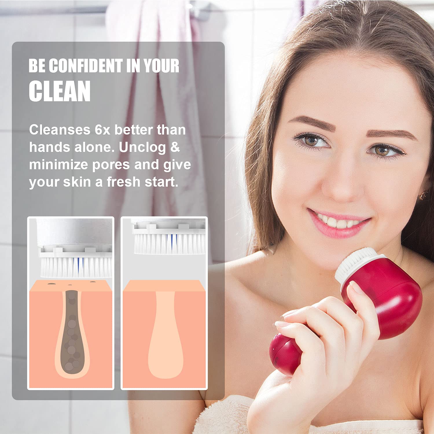 Sierra Clean Replacement Facial Cleansing Brush Heads compatible with Deep Pore Brush Head, 4 pack: Beauty