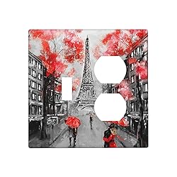 Eiffel Tower in Paris Red Combination Outlet Cover