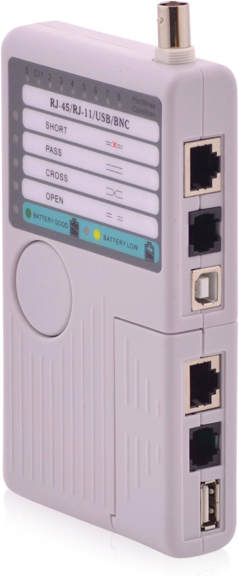 Network Tester and Cable Tester for USB, BNC, LAN, RJ11, RJ12 and RJ45 Cable Patch Cable Tester Grey