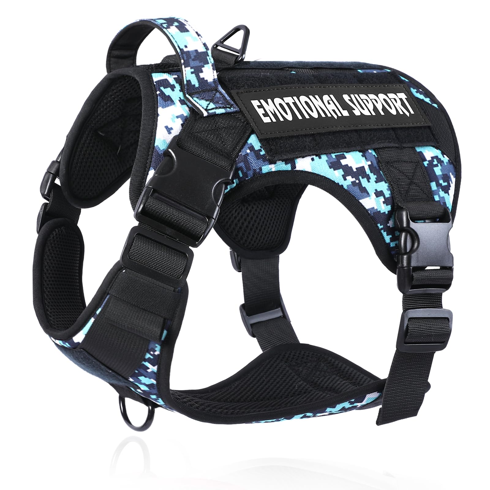Belababy Tactical Anti Pull Dog Harness Small Medium Large, Adjustable Front Clip Service Dog Vest with Handle, Breathable Military Assistance Harness for Working Training, Blue Camo, XL — image 1