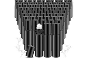 50 Pack Essential Oil Roller Bottles, 10ml Glass Roller Bottle with Stainless Steel Roller Ball & Leakproof Cap, Empty Perfum