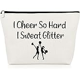 Gevody Cheerleader Gift for Teen Girls Makeup Bag Cheerleading Gift for Women Cheer Friend Cheer Mom Coach Team Cosmetic Bag Christmas Birthday Present Inspirational Thank You Travel Cosmetic Pouch